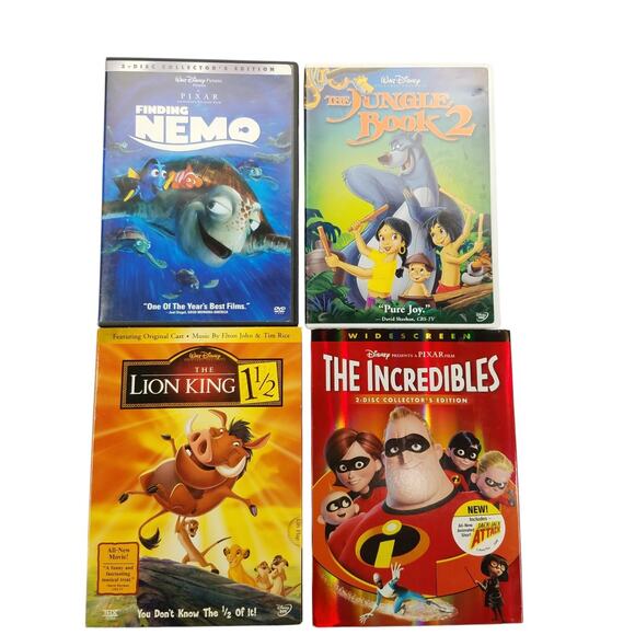 Disney DVD Movie Animated Cartoon 4X Bundle Finding Nemo Jungle Book 2 Lot Of 4 - Picture 1 of 9